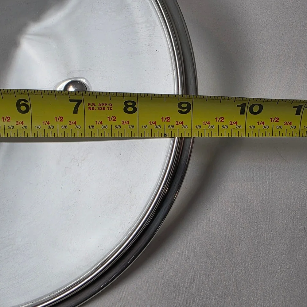 Cuisinart Cookware Lid 9in Clear Tempered Glass Stainless Steel Rim